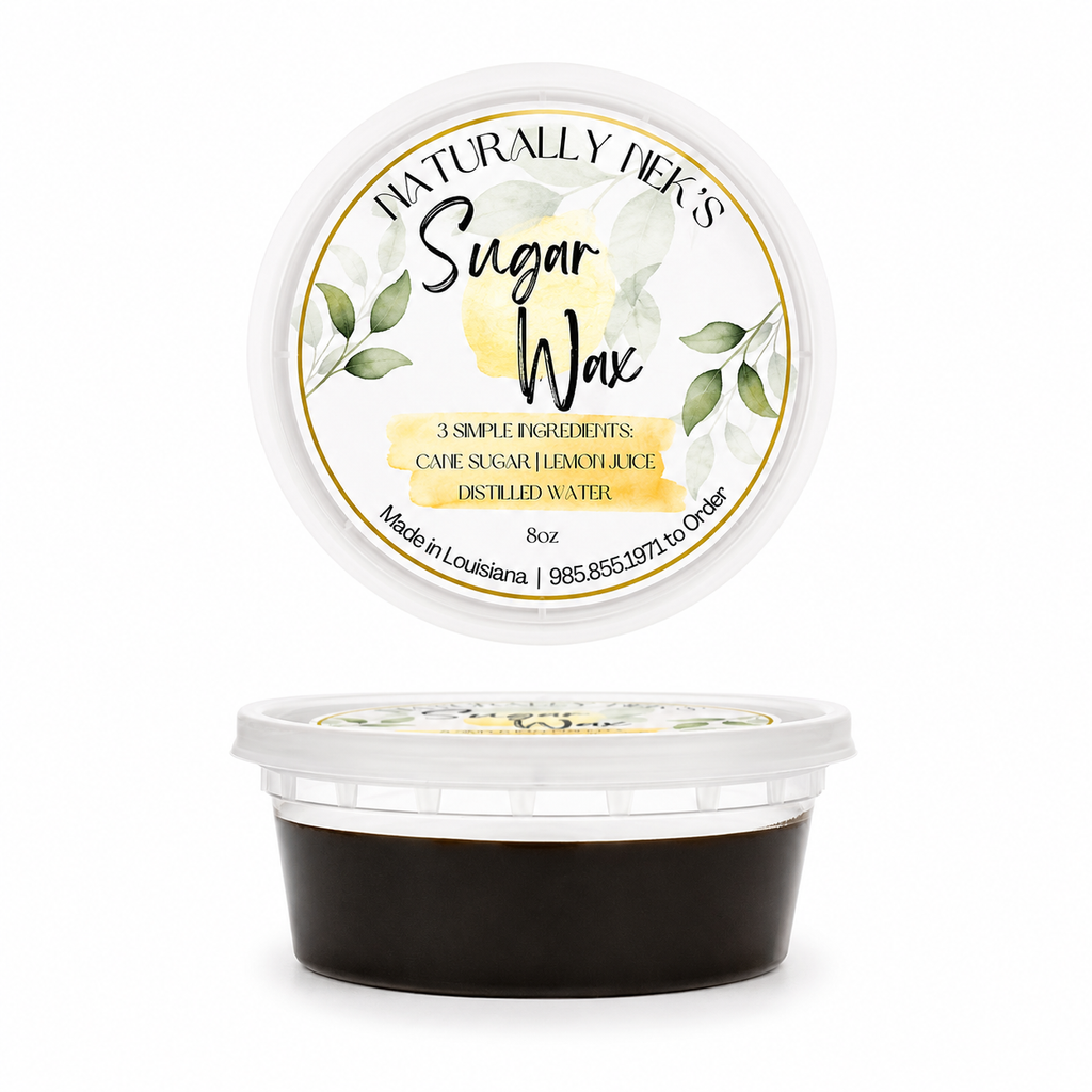8oz Sugar Wax Kit comes with 4oz Dusting Powder, 10 Popsicle Sticks, and 12 Reusable Muslin Strips, sugar wax, sugar waxing, strip wax, soft wax, body wax, hair removal, body hair removal